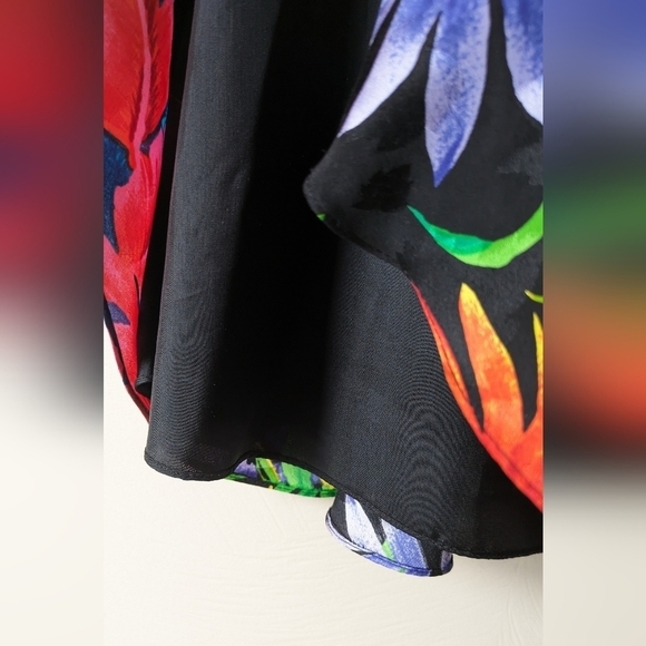 A.J. BARI Vintage 80s/90s 100% Silk Dress, Floral, Tropical, Size 10 - Picture 6 of 7